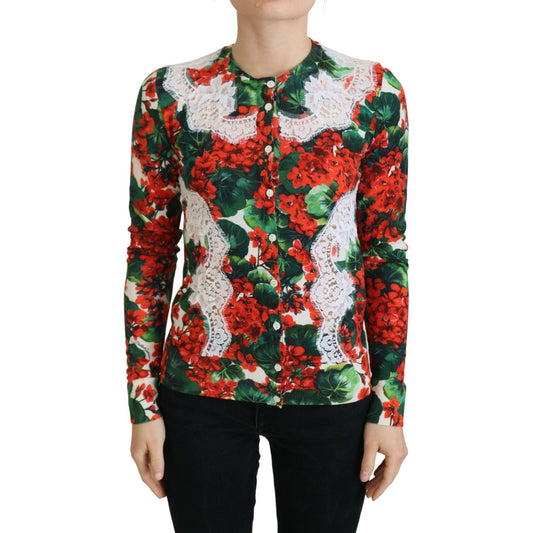 Elegant Floral Crewneck Cardigan