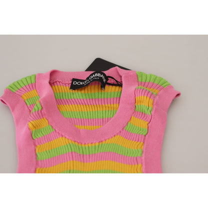 Dolce & Gabbana Multicolor Silk Vest Pullover Tank Top