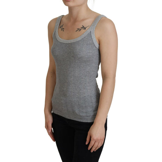 Chic Gray Sleeveless Modal-Cotton Top