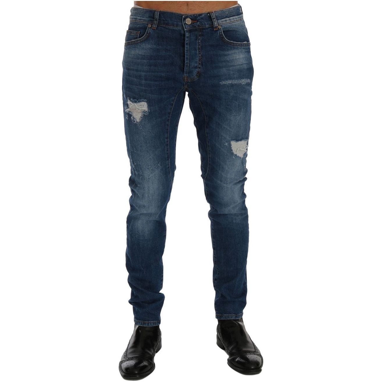 Chic Slim Fit Blue Distressed Jeans