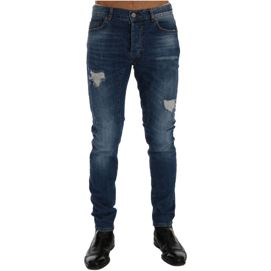 Frankie MorelloChic Slim Fit Blue Distressed JeansMcRichard Designer Brands£159.00