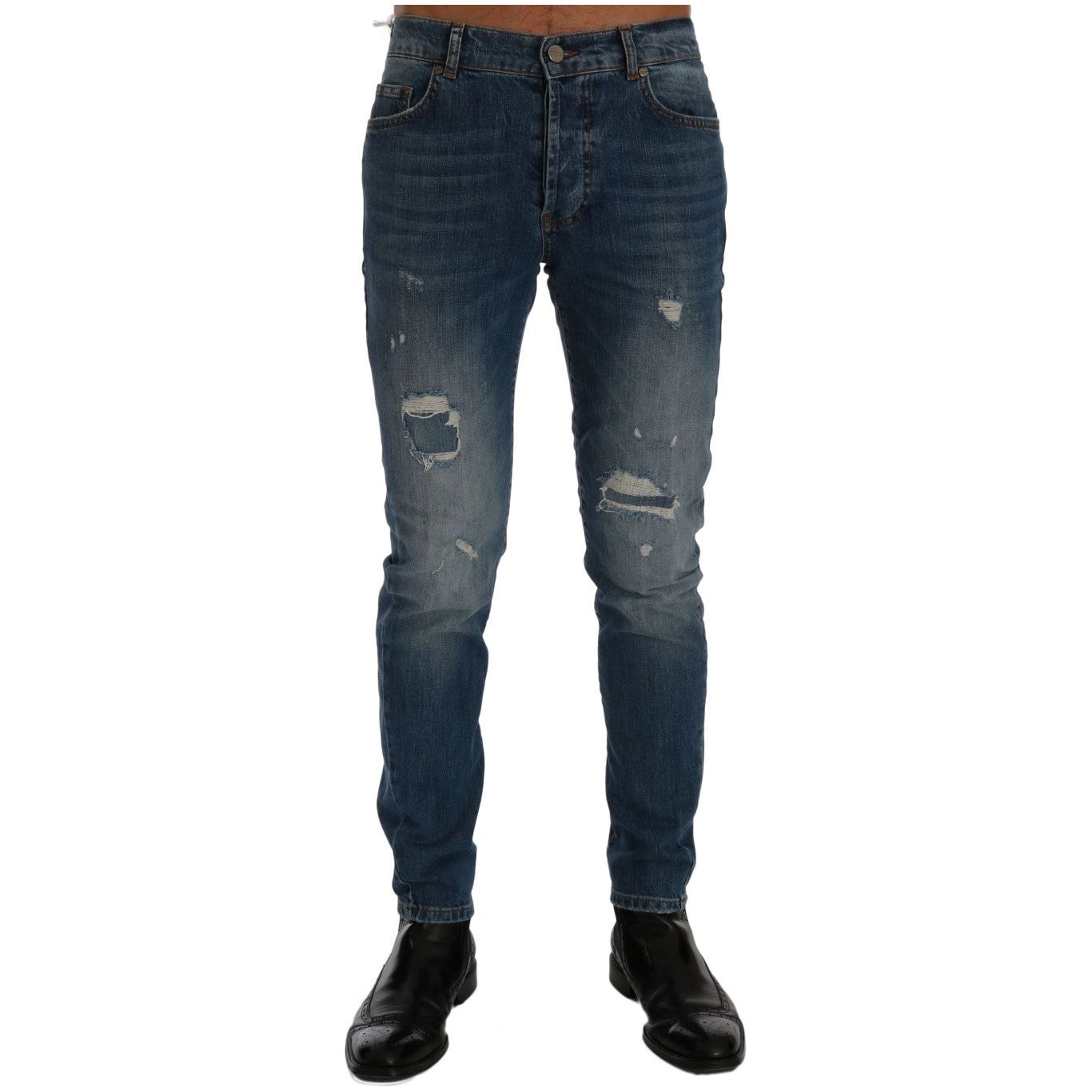 Svelte Italian Denim - Slim Fit Blue Jeans