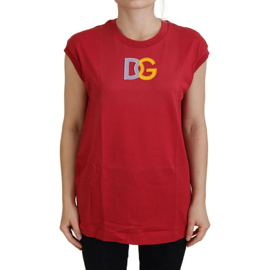 Dolce & Gabbana Red Cotton DG Logo Tank Top T-shirt Dolce & Gabbana
