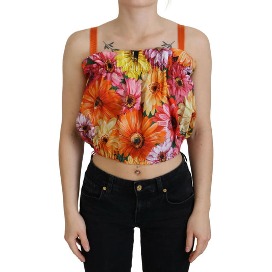 Floral Elegance Sleeveless Cropped Top