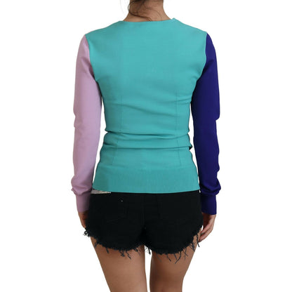 Dolce & Gabbana Multicolor V-neck Viscose Long Sleeves Sweater