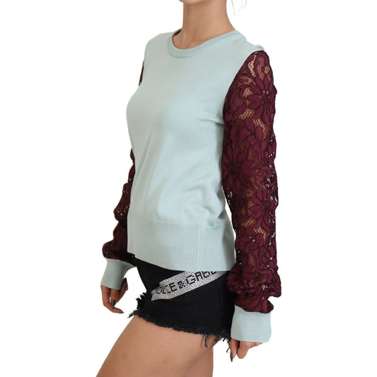 Elegant Multicolor Lace Silk Blend Sweater