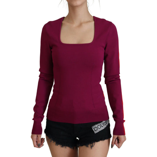 Multicolor Square Neck Pullover Sweater