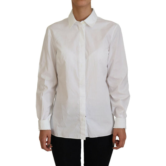 Elegant White Cotton Button-Up Top