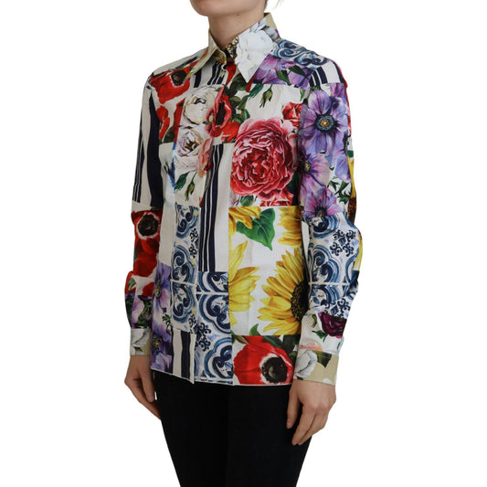 Elegant Floral Cotton Long Sleeve Top