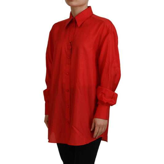 Elegant Silk Collared Long Sleeve Polo Top