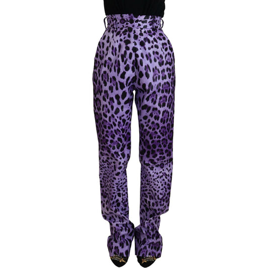 Elegant High Waist Straight Purple Pants