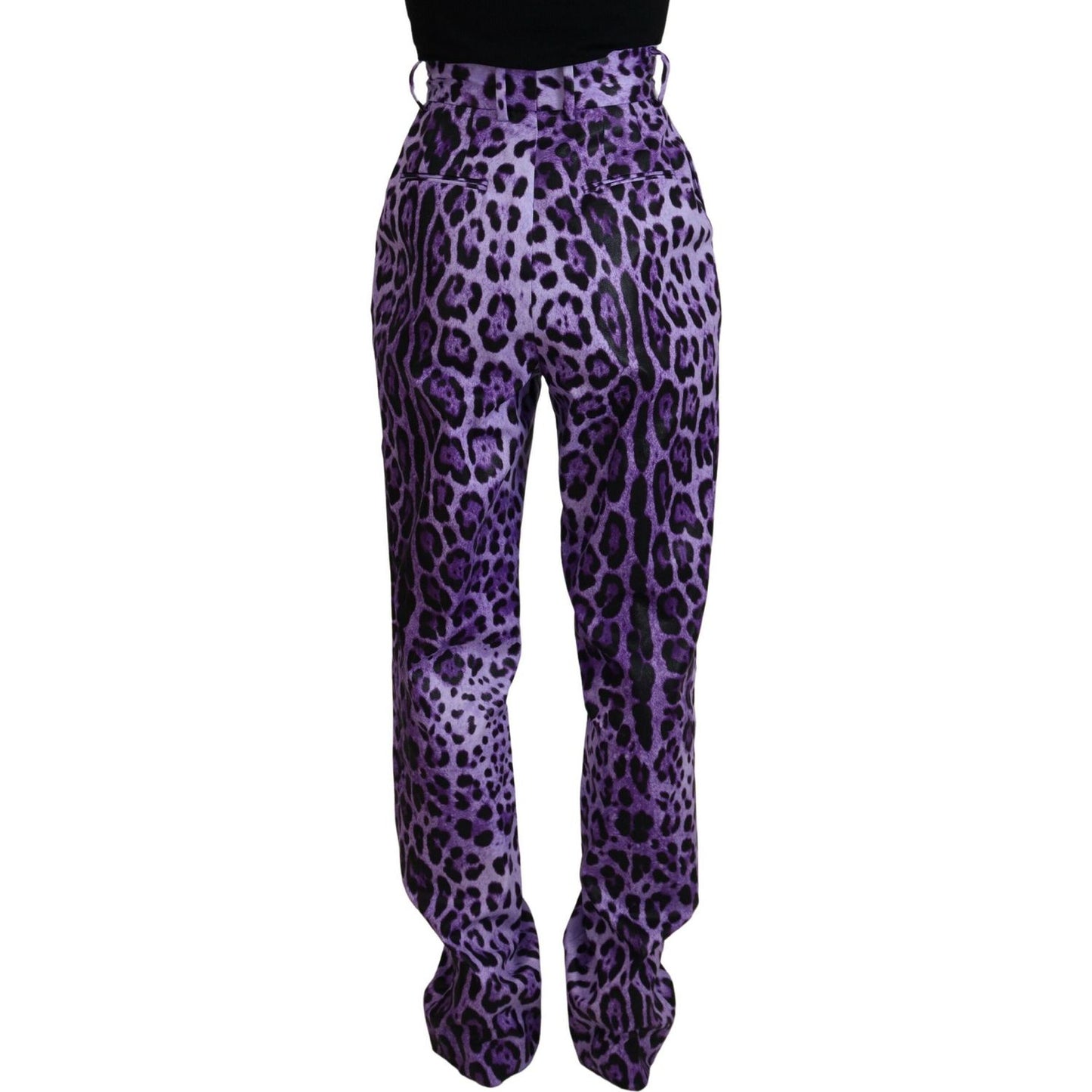 Dolce & Gabbana Purple Leopard Print High Waist Pants