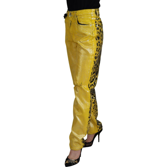 Chic High Waist Straight Jeans in Vibrant Yellow