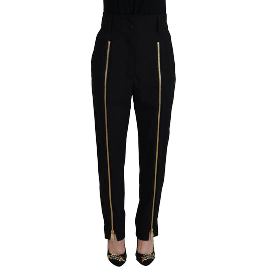 Elegant High Waist Tapered Wool Pants