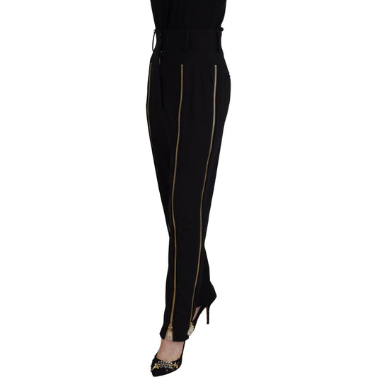 Elegant High Waist Tapered Wool Pants