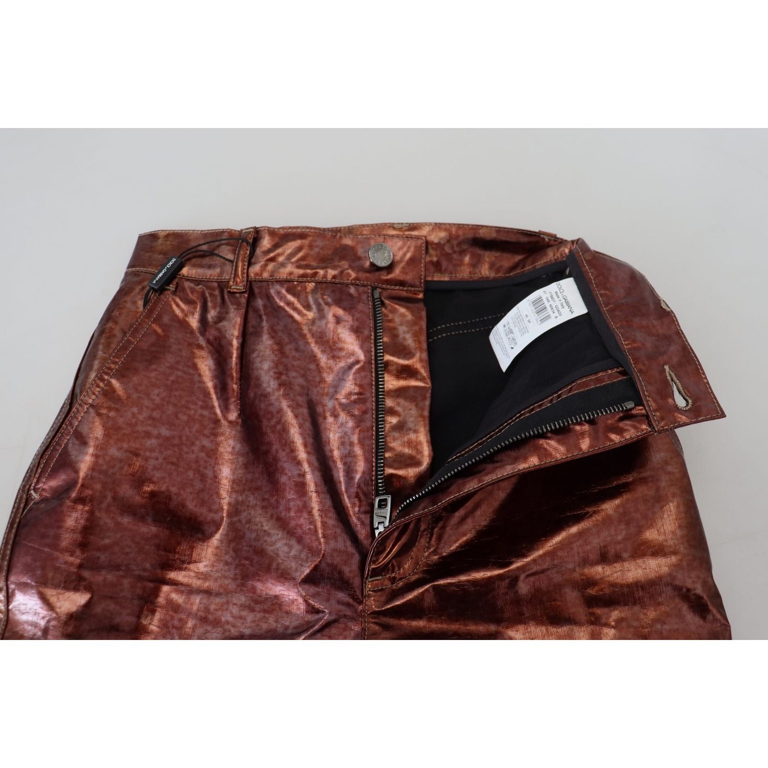 بنطلون جينز ضيق بخصر مرتفع من دولتشي آند غابانا باللون البرونزي المعدني