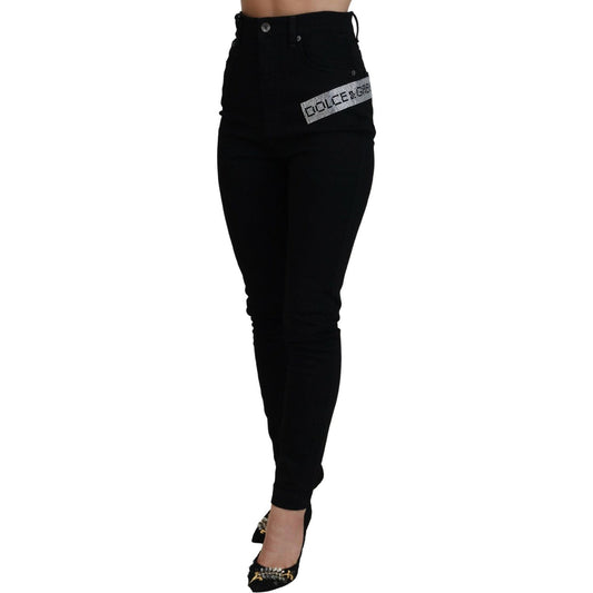 Chic High Waist Slim Fit Black Jeans