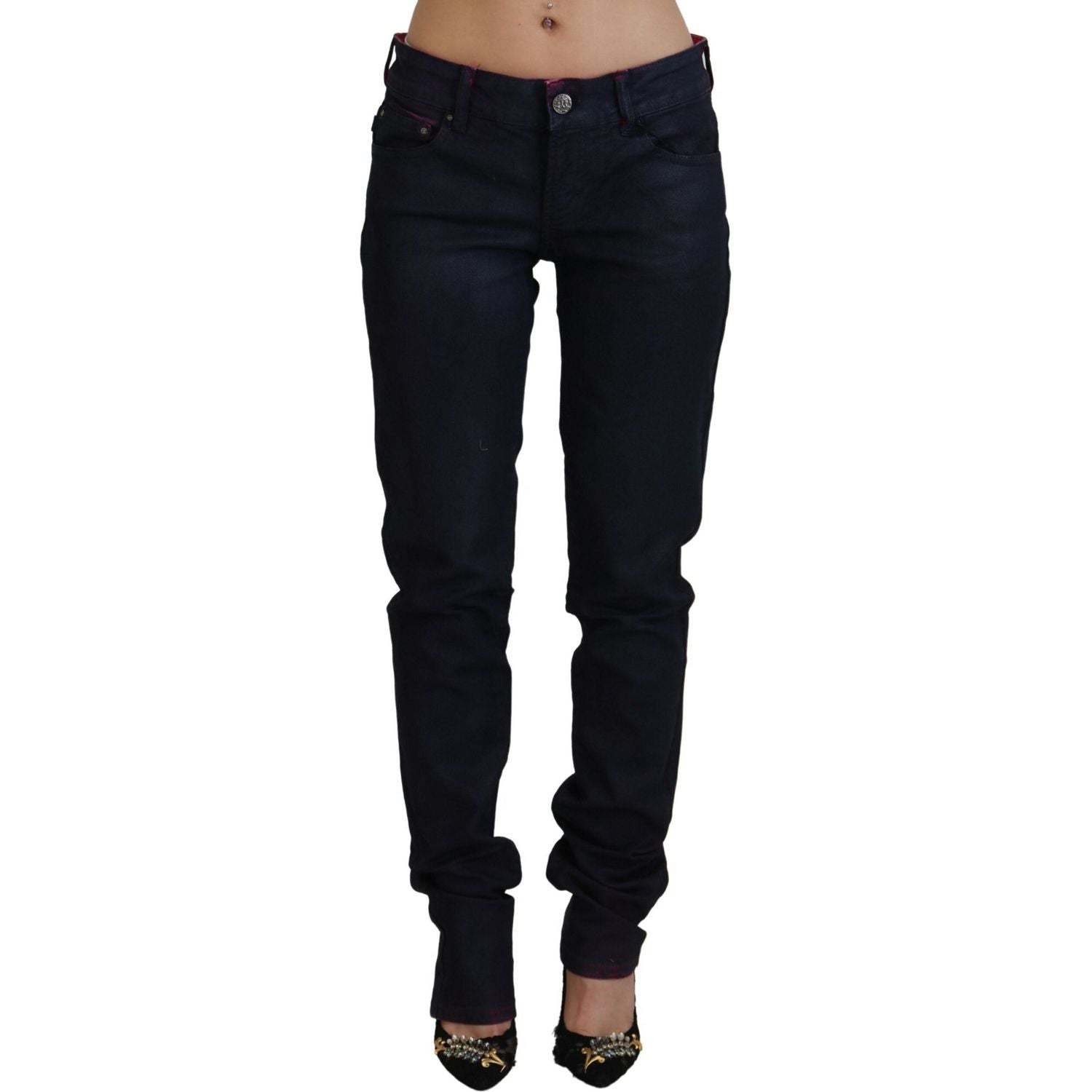 Just Cavalli Black Low Waist Slim Fit Women Casual Denim Jeans