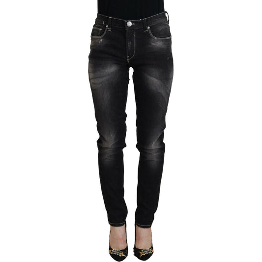 Elegant Tapered Mid Waist Black Jeans