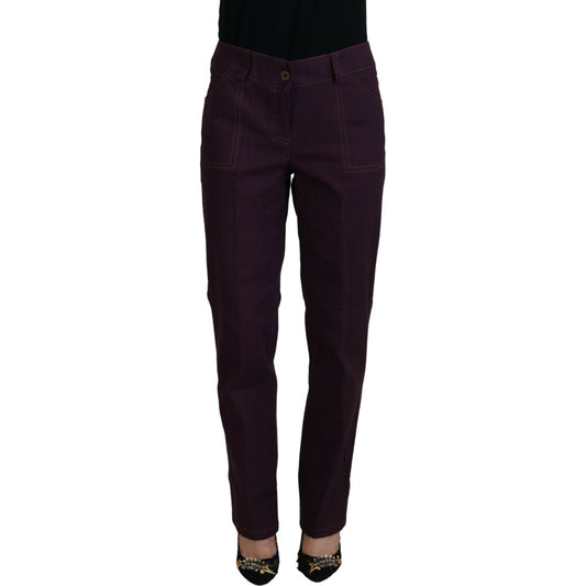 Elegant Tapered Purple Cotton Pants