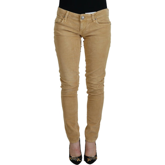 Chic Brown Low Waist Skinny Corduroy Pants