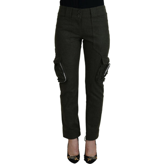 Elegant Tapered Green Wool-Blend Pants