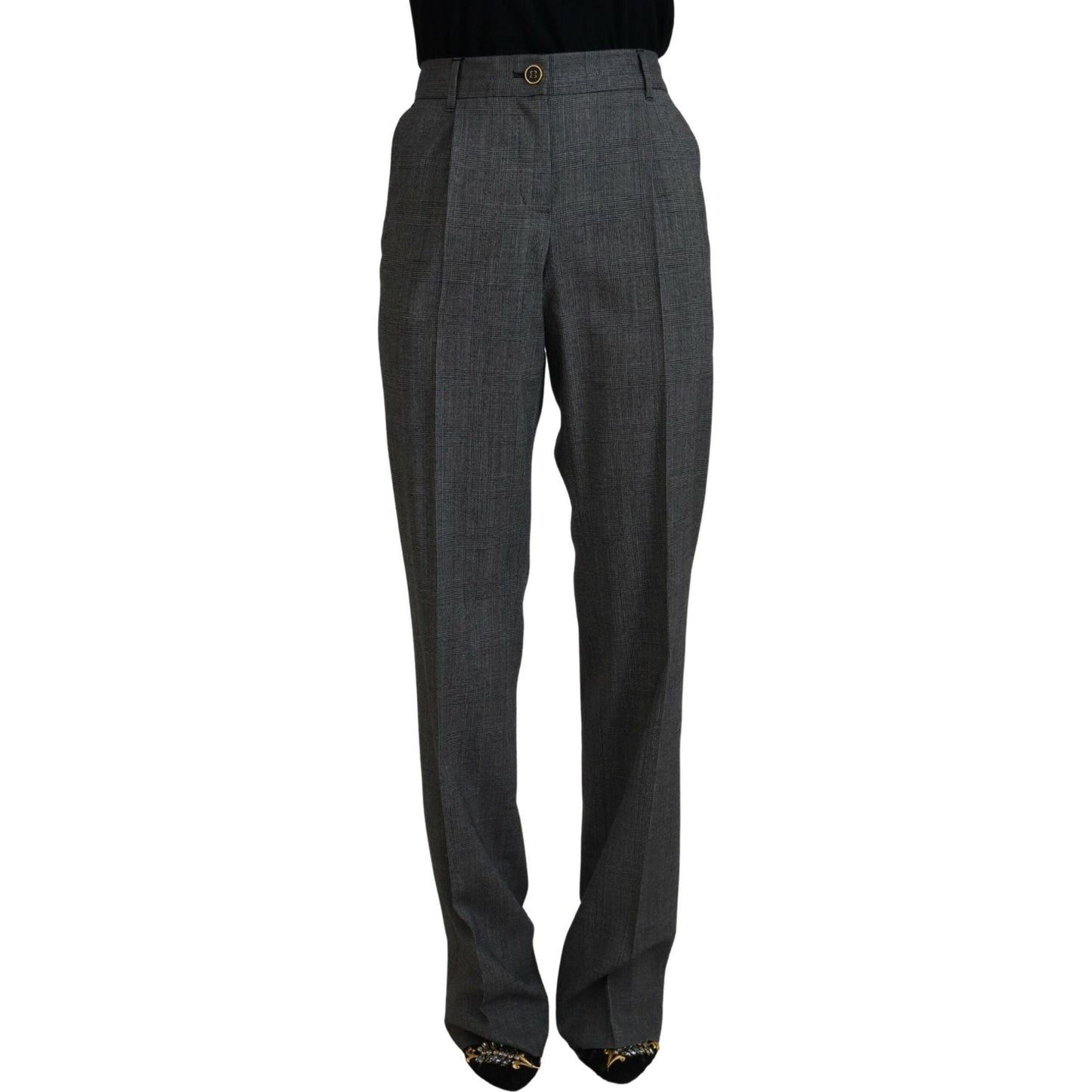 Dolce & Gabbana Gray High Waist Women Wool Pants