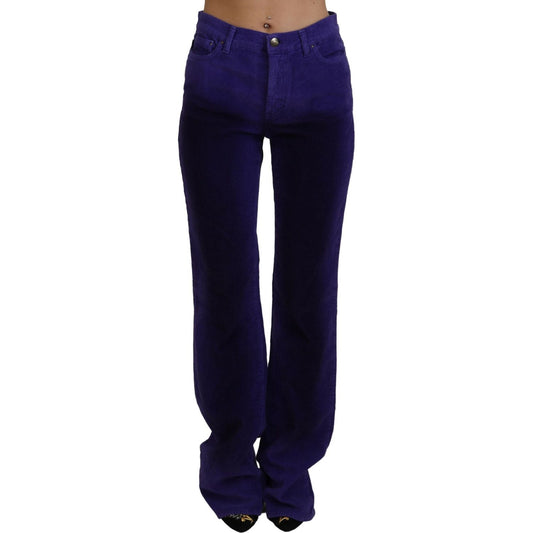 Elegant Purple Corduroy Straight Fit Pants