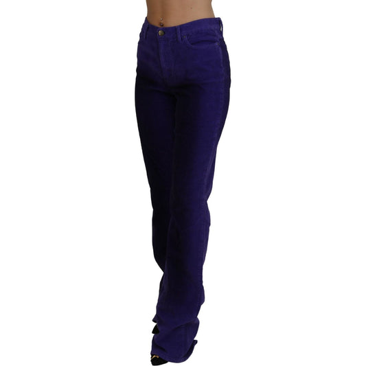 Elegant Purple Corduroy Straight Fit Pants