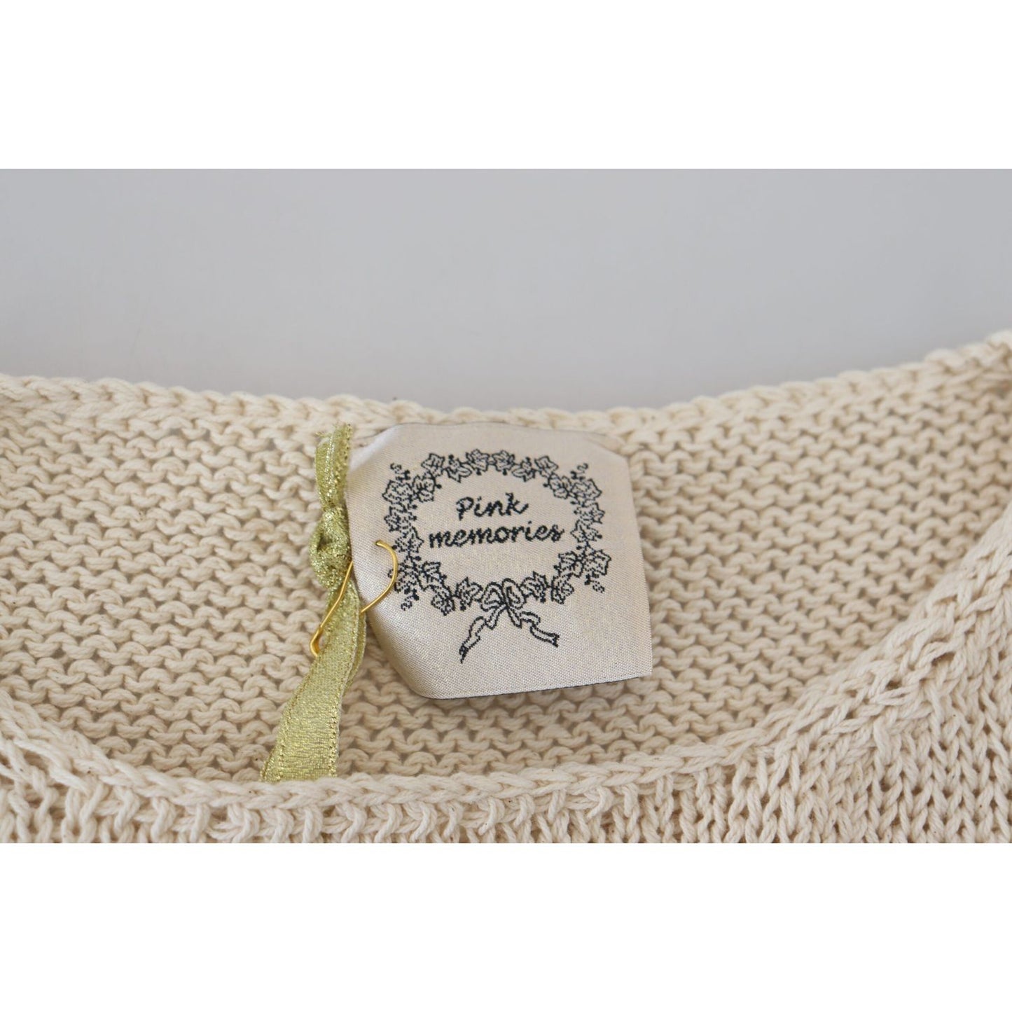 PINK MEMORIES Beige Cotton Blend Sleeveless Round Neck Tank Top PINK MEMORIES