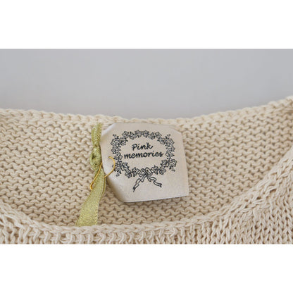 PINK MEMORIES Beige Cotton Blend Sleeveless Round Neck Tank Top PINK MEMORIES