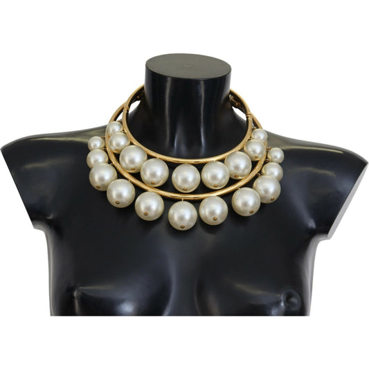 Elegant Faux Pearl Embellished Gold Choker