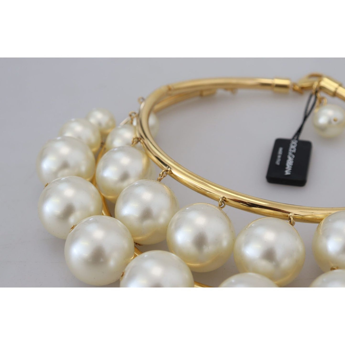 Elegant Faux Pearl Embellished Gold Choker