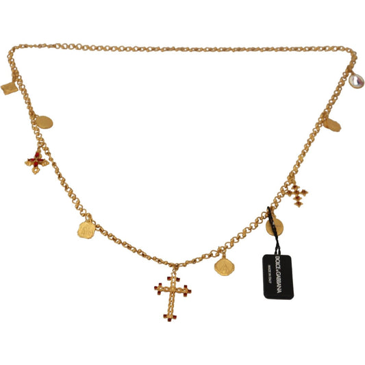 Gold Tone Cross Charm Necklace