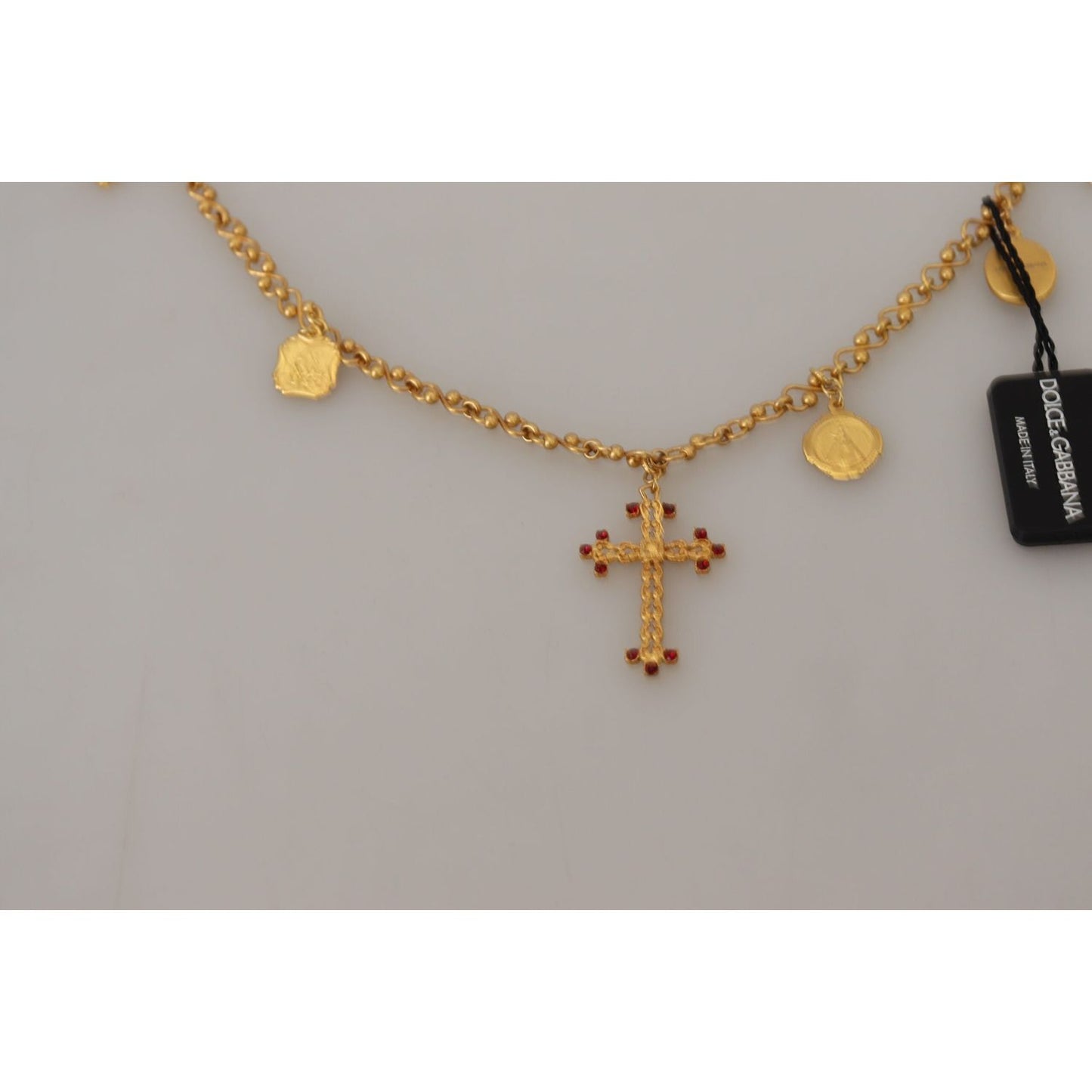 Gold Tone Cross Charm Necklace