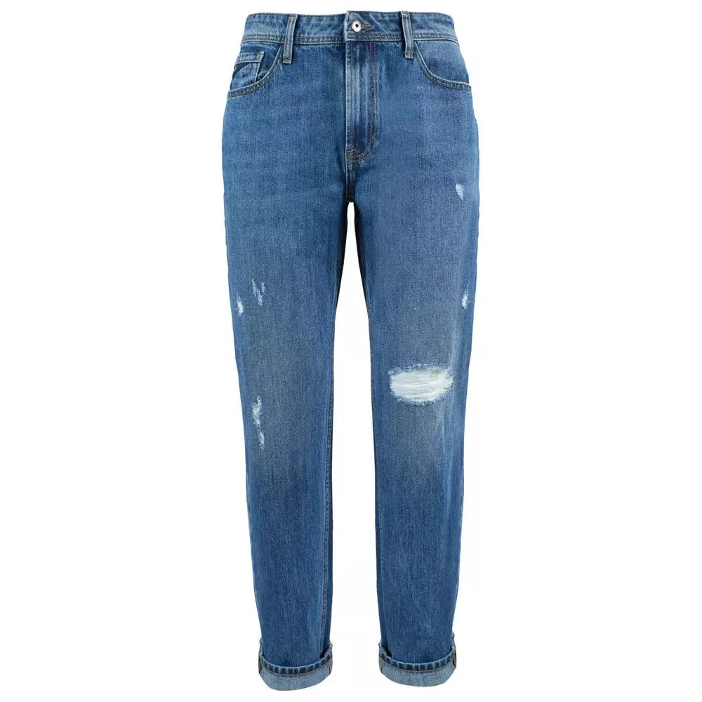 Timeless Blue Distressed Cotton Denim