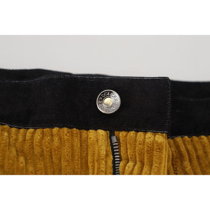 Dolce & Gabbana Black Yellow Cotton Men Pants