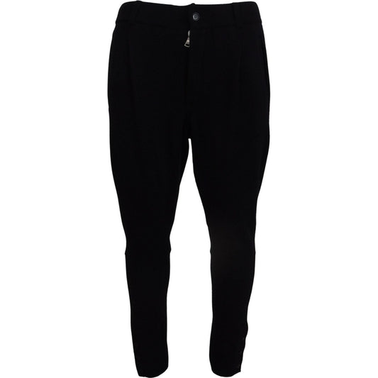 Elegant Black Tapered Wool Trousers Dolce & Gabbana