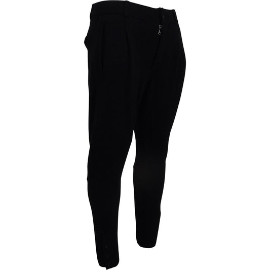 Elegant Black Tapered Wool Trousers