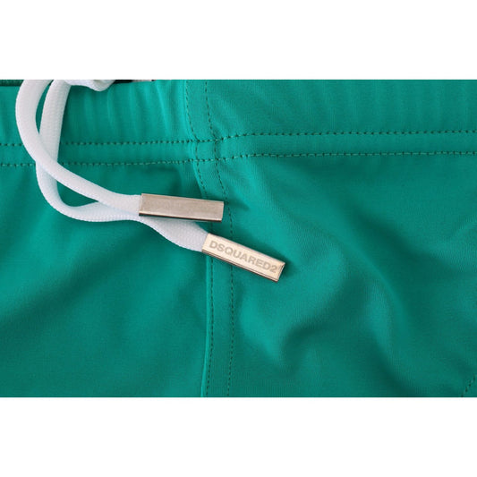 Chic Green Swim Briefs with White Logo