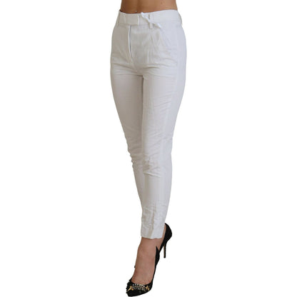 Dondup White High Waist Tapered Women Pants