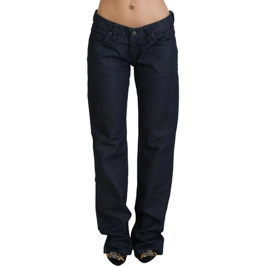 Chic Dark Blue Low Waist Straight Cut Jeans