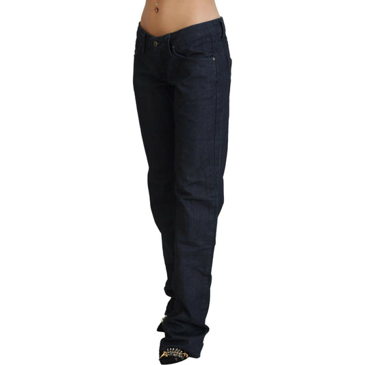 Chic Dark Blue Low Waist Straight Cut Jeans