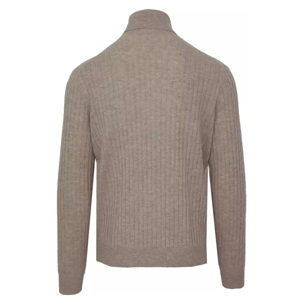 Malo Beige Cashmere-Wool Blend Turtleneck Sweater Malo