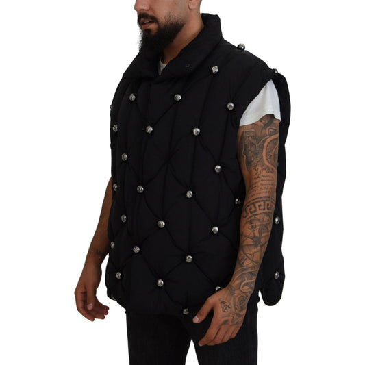 Elegant Black Sleeveless Vest Jacket