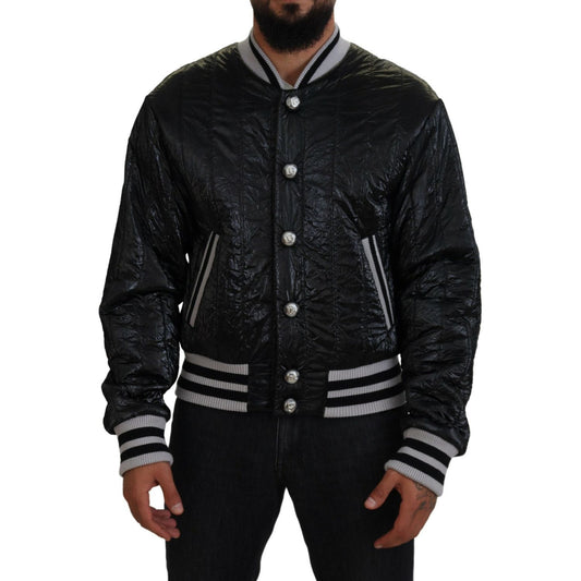 Sleek Black Bomber Jacket