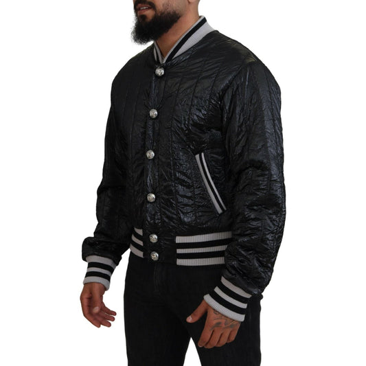 Sleek Black Bomber Jacket