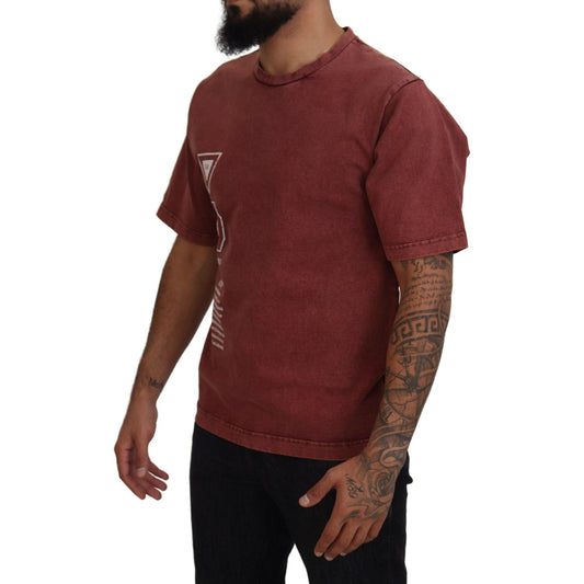 Elegant Maroon Printed Cotton Tee