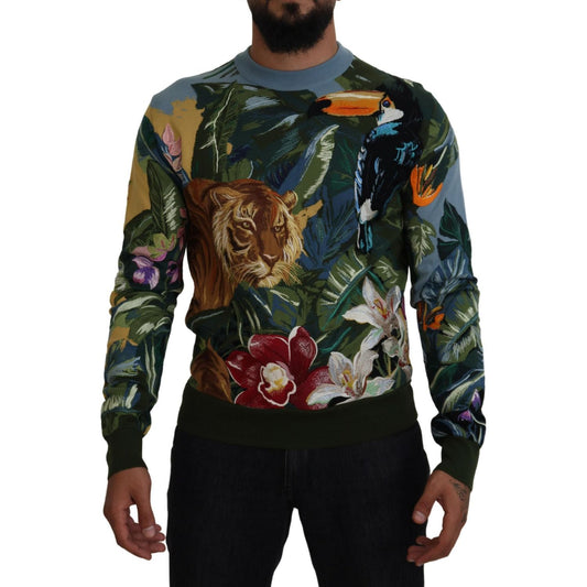 Jungle Embroidered Wool Silk Sweater