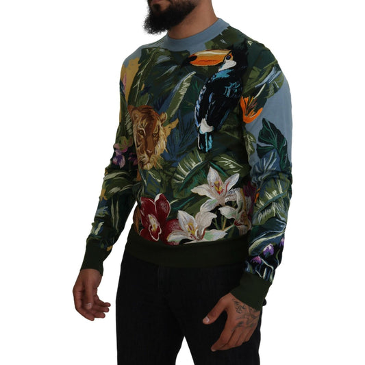 Jungle Embroidered Wool Silk Sweater